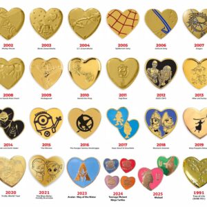 Variety Movie Gold Heart Pins
