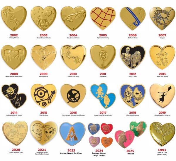Variety Movie Gold Heart Pins